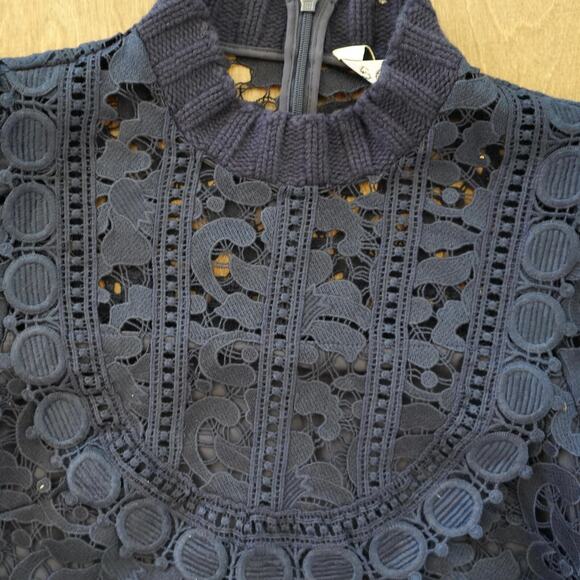 SEA New York‎ The Abby Lace Puff Sleeve Top / Navy XS - Picture 8 of 10